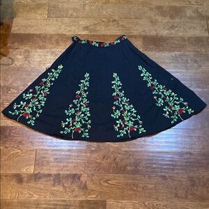 Chaundry Embroidered Blue A-line Midi Skirt for Night Out